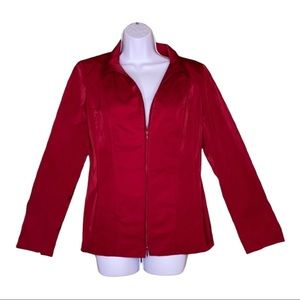 Lafayette 148 Cranberry Red Full Zip Casual  with Pockets Jacket Sz 8